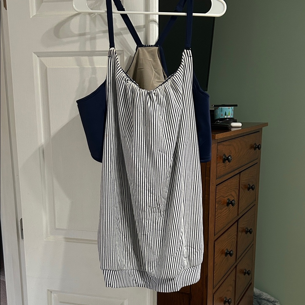 Navy and White Striped Women's Swim Camisole